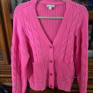 Francesca's Collections Pink Cable Knit Cardigan